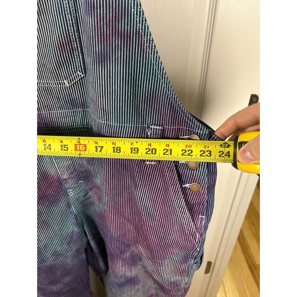 Dickies Custom Ice Dyed Striped Denim Overalls 2XL Purple Pink Rave Grunge